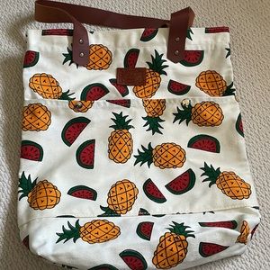 Pineapple watermelon canvas tote bag